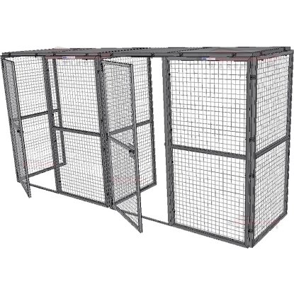 Picture of Wire Mesh Storage Cage Large No Back End Gate and Add-On (Wall Positioned)
